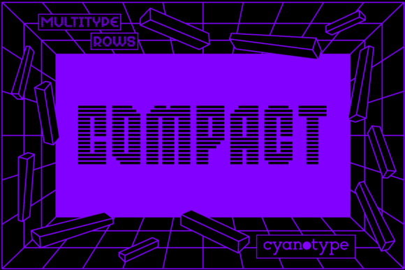 MultiType Rows Compact: A Uniquely Shaped Pixelated Display Font